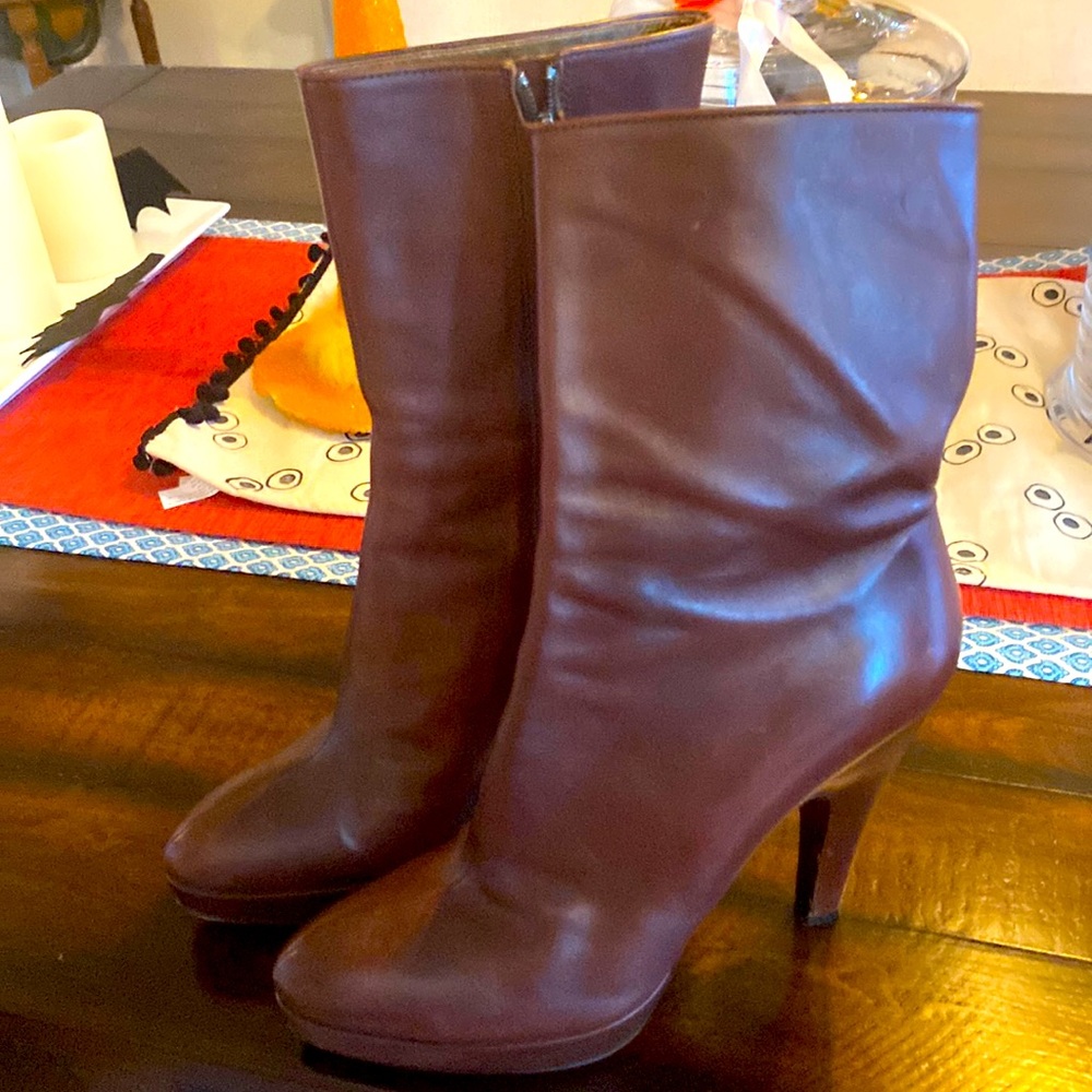 Prada platform brown leather boots size 40